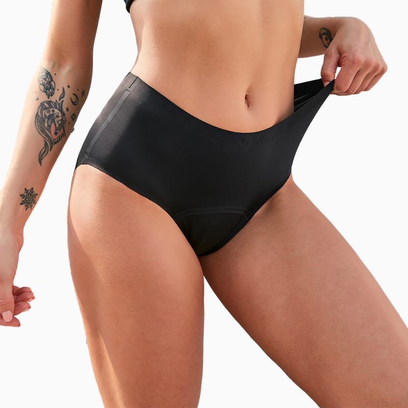 Culotte menstruelle discrète sans couture coloris Noir