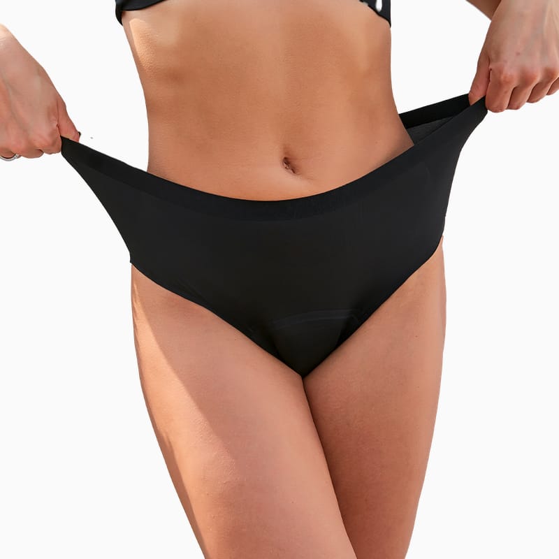 Culotte menstruelle discrète sans couture coloris Noir