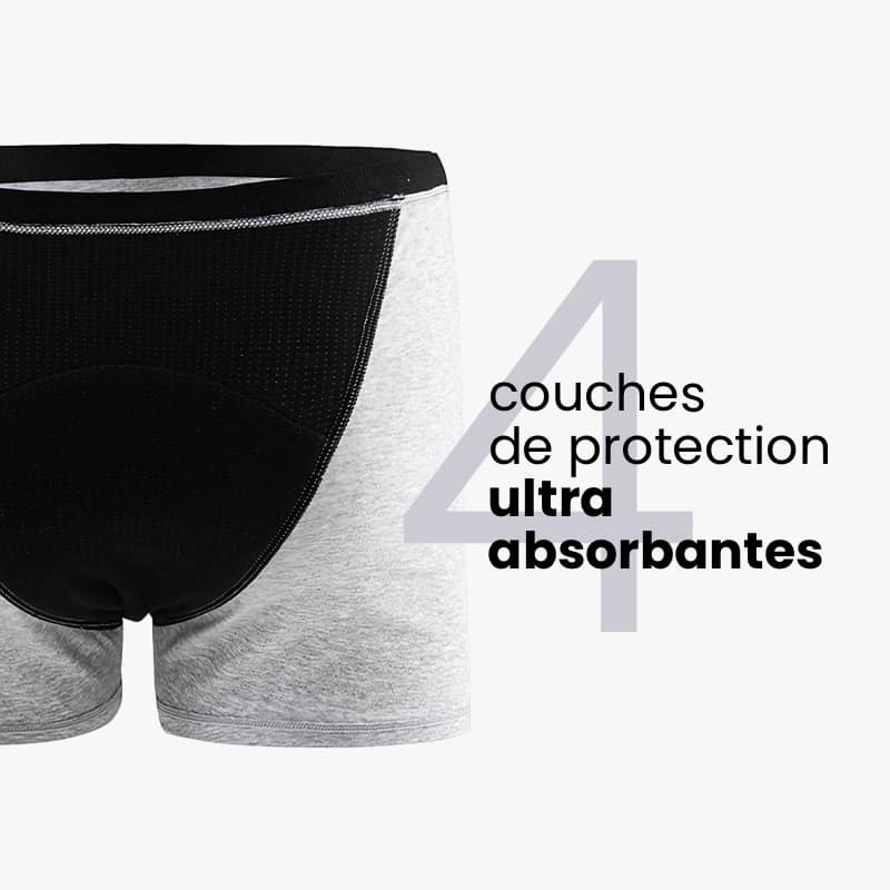 Boxer menstruel pour règles Flux abondant Gris clair