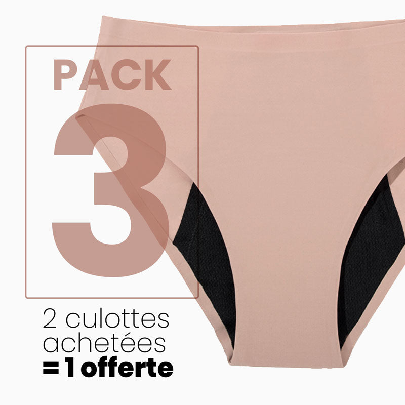 Culotte menstruelle discrète sans couture - flux léger à abondant