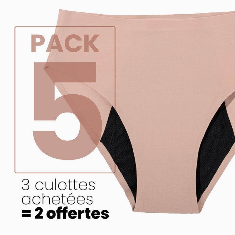 Culotte menstruelle discrète sans couture - flux léger à abondant