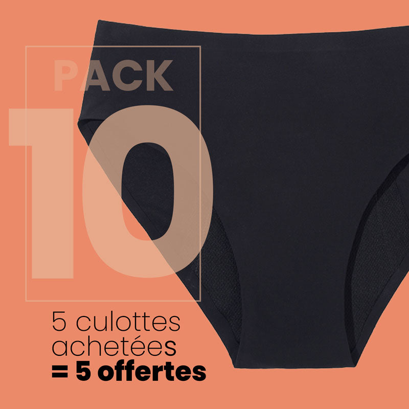 Culotte menstruelle discrète sans couture coloris Noir