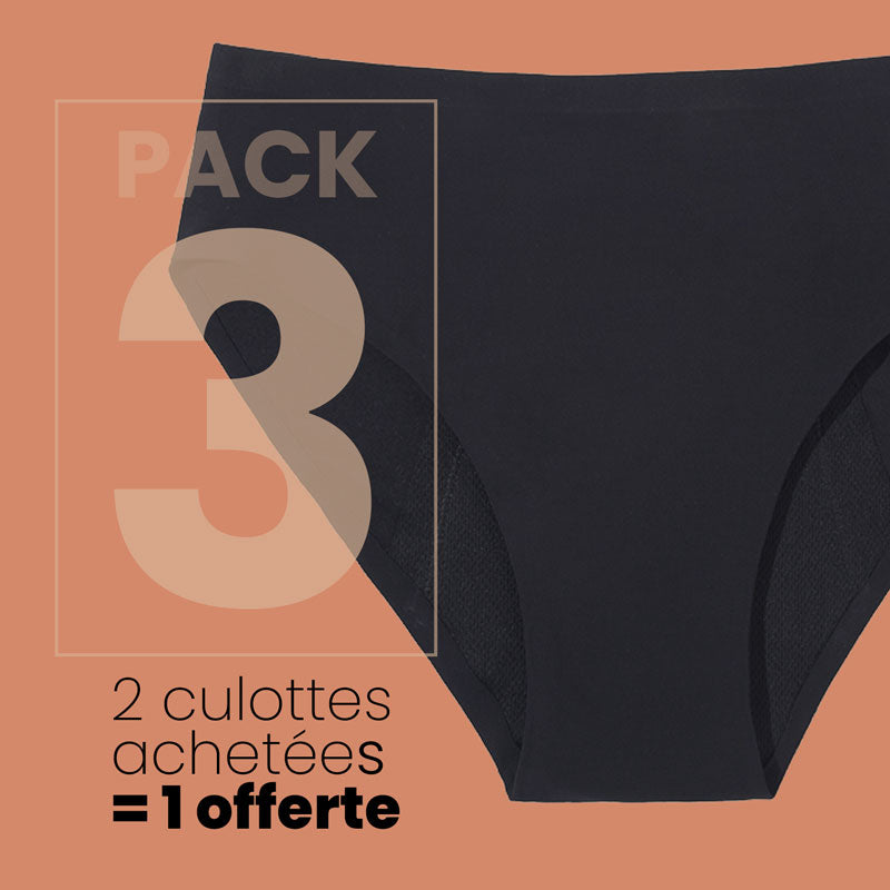 Culotte menstruelle discrète sans couture coloris Noir