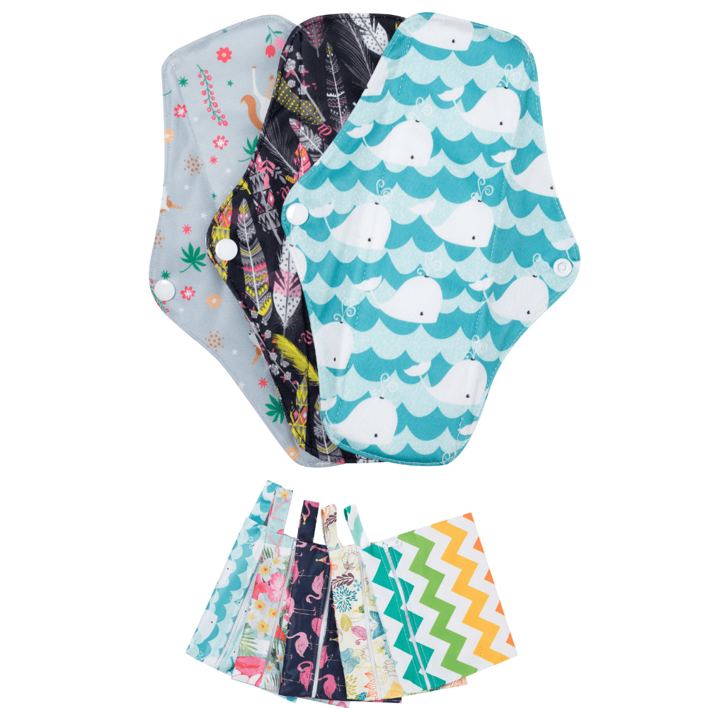 Lot de 3 Serviettes Hygiéniques Lavables - protection noire
