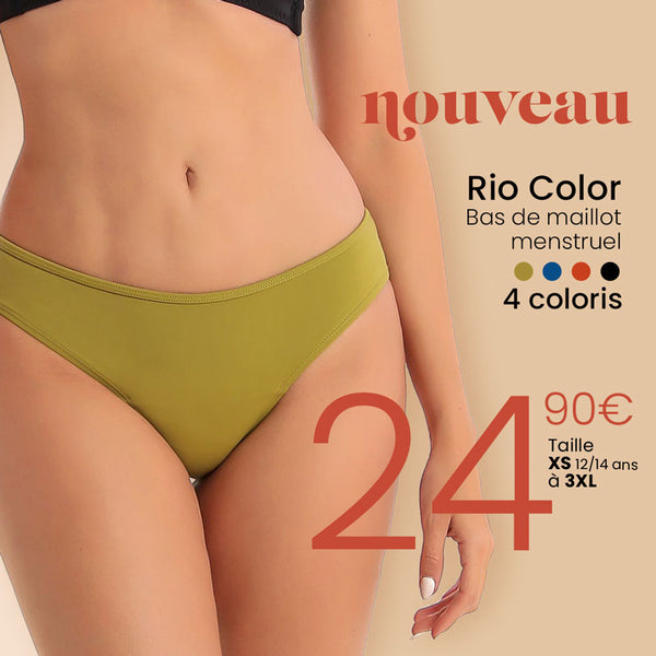 Bas de maillot de bain menstruel coupe bikini Rio Color