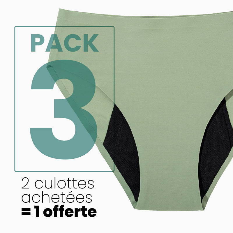 Culotte menstruelle discrète sans couture coloris Vert Anis